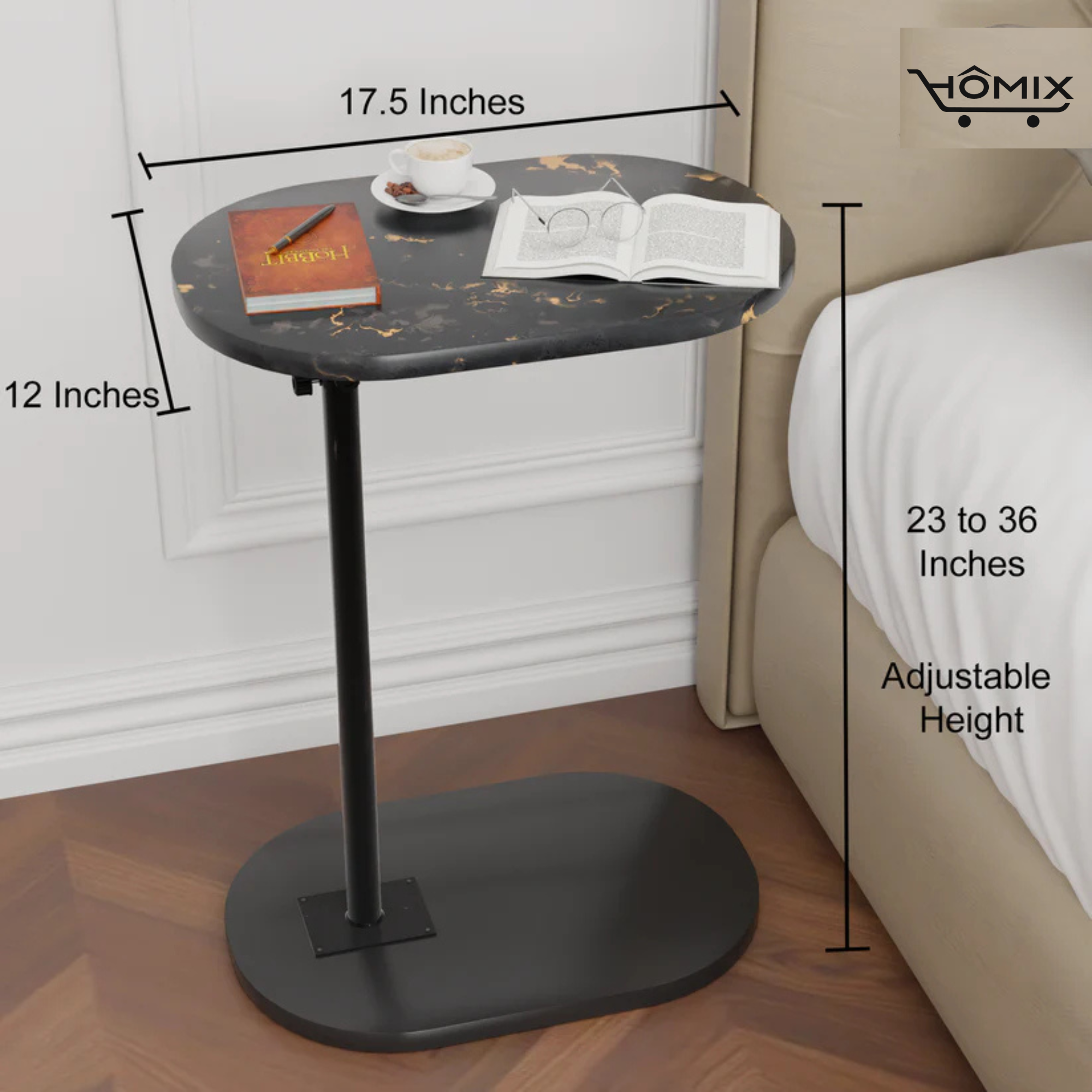 Adjustable Height 360° Move-able C-Shaped Table