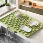 Silicone Dish Drying Mat for Kitchen Counter, Dish Drying Pad - Anti-Slip Mat - Size 16" by 12"