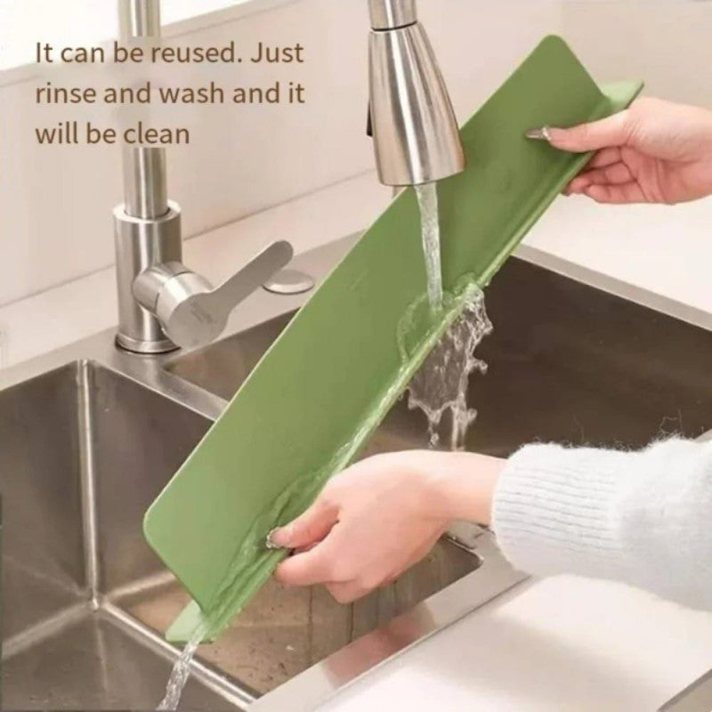 Kitchen Sink Splash Guard - Soft Silicone - Double Suction Grip - Large 16 Inch Size