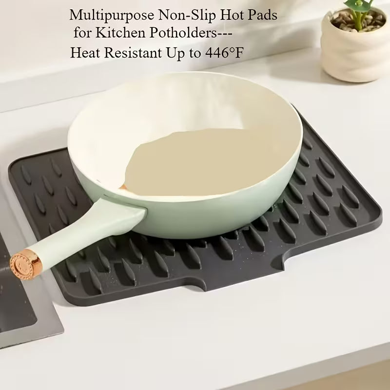 Silicone Dish Drying Mat for Kitchen Counter, Dish Drying Pad - Anti-Slip Mat - Size 16" by 12"