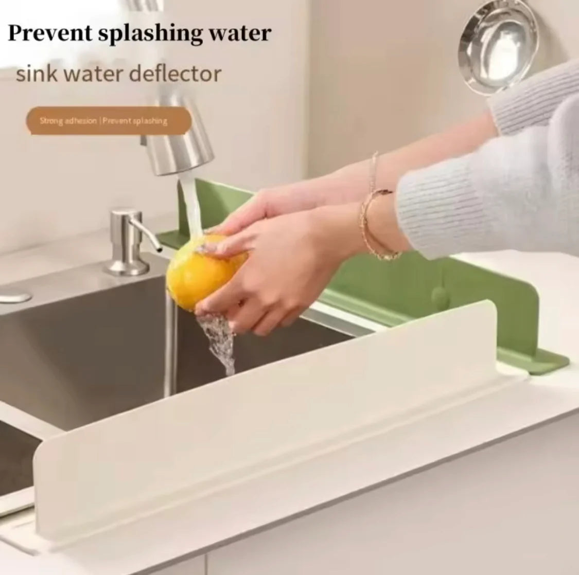 Kitchen Sink Splash Guard - Soft Silicone - Double Suction Grip - Large 16 Inch Size
