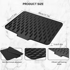 Silicone Dish Drying Mat for Kitchen Counter, Dish Drying Pad - Anti-Slip Mat - Size 16" by 12"